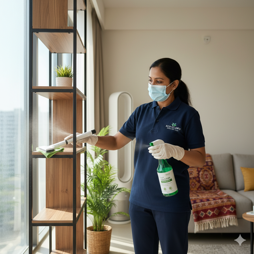 Professional cleaner removing dust and mould to prevent allergies – Izak Home Services Jabalpur