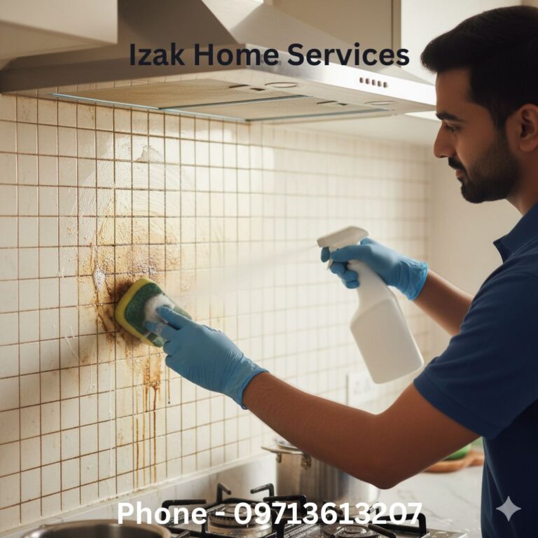 Izak Home Services professional cleaner kitchen.