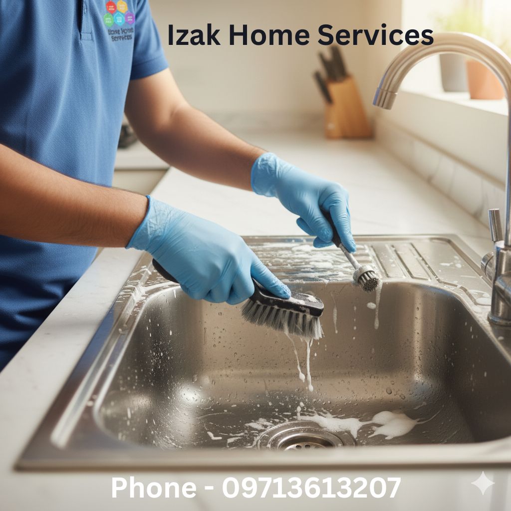 Izak Home Services professional cleaner kitchen.