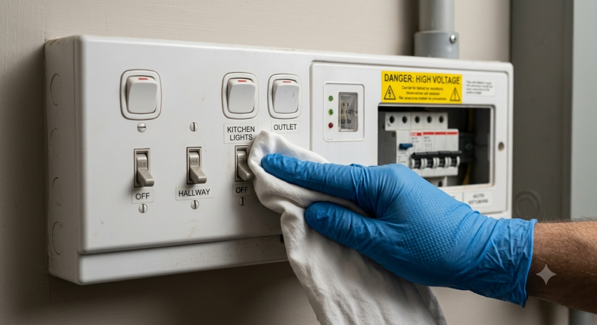 Switchboard being disinfected safely
