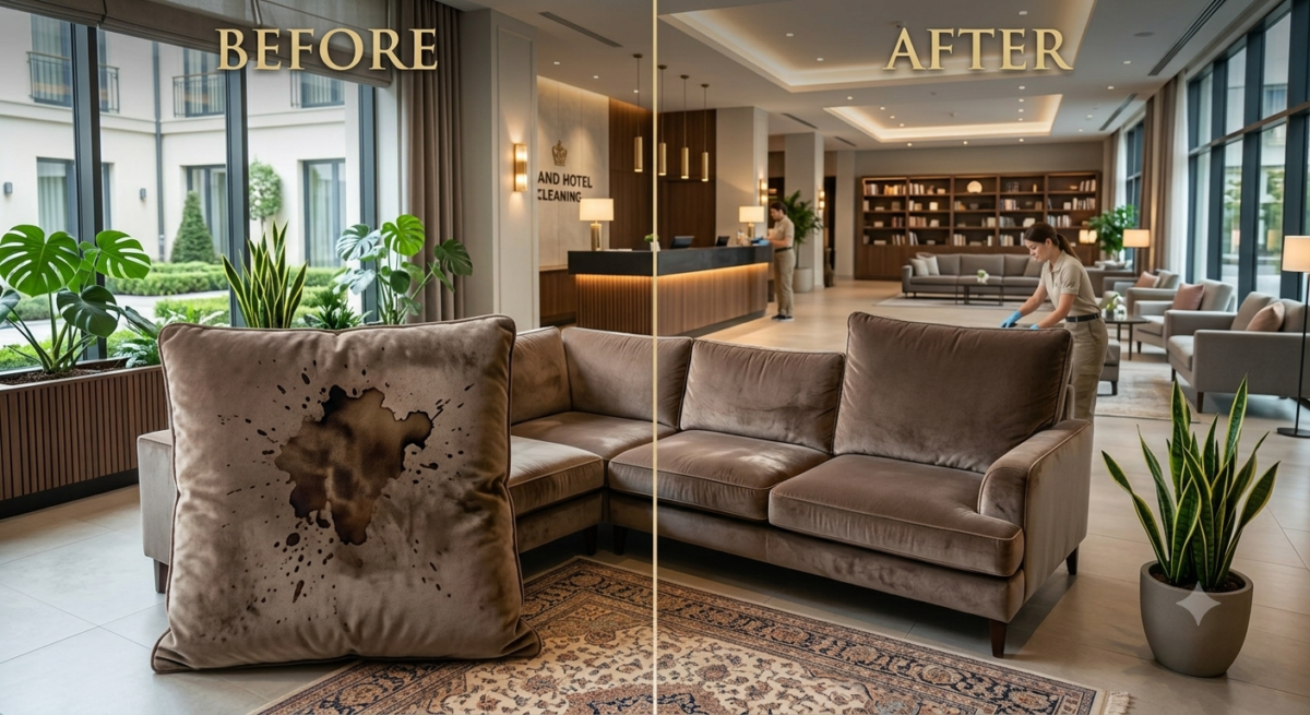 Hotel lobby sofa professional cleaning