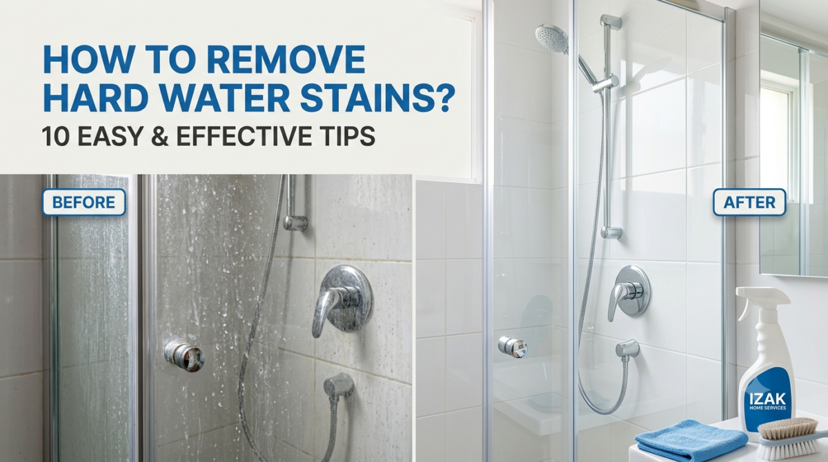 How to remove hard water stains from bathroom glass, taps and tiles